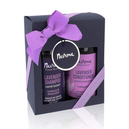 Nurme Lavendel Haarpflegeset – natürliches Shampoo & Conditioner ohne SLS/SLES, tierversuchsfrei
Lavendel Shampoo & Conditioner 250 ml – beruhigende Kopfhautpflege mit ProVitamin B5
Geschenkset: Lavendel Shampoo + Conditioner – Naturkosmetik ohne Parabene, sanfte Reinigung
